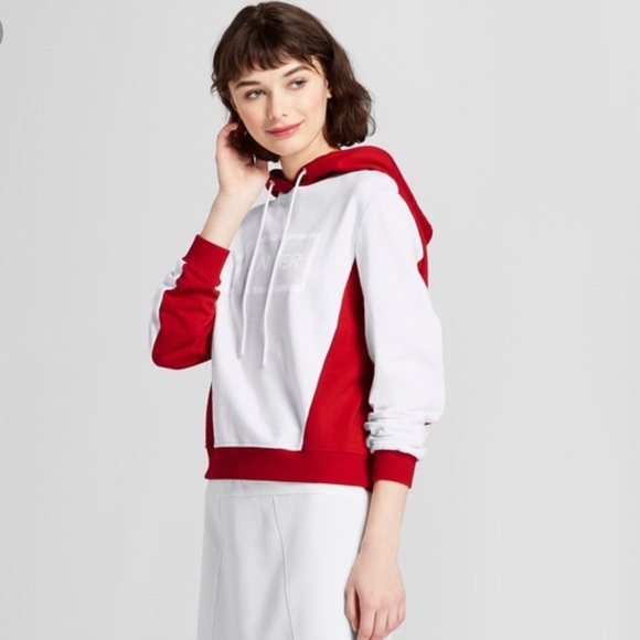 Hunter Tops - Hunter Red and White Pullover Hoodie